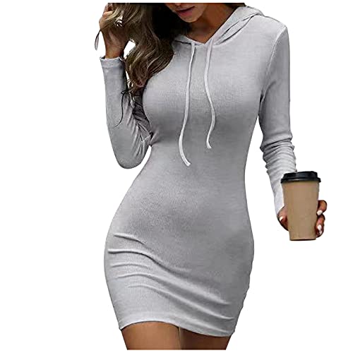 Strickkleider Für Damen Winter Elegant Pulloverkleid Frauen Sexy Einfarbig V-Ausschnitt Langarm Warm Slim Fit Hoodiekleider Minikleid Damen Eng Kurz Cocktailkleid Stretch Strickpullover Wickelkleid von HHWY