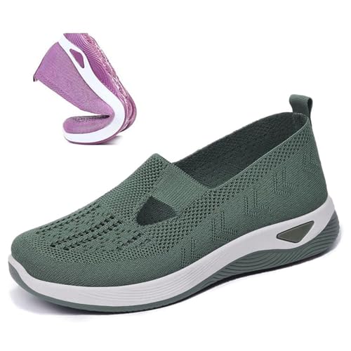 Gewebte orthopädische Damenschuhe, atmungsaktiv, weiche Sohle, freihändige Slip-In-Sneaker, Go-Walking-Slip-On-Schuhe für Frauen, cyan, 38 EU von HIEMIT