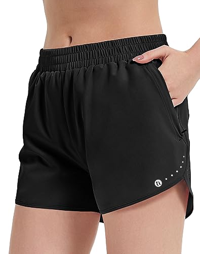 HIFEOS Laufhose Damen Kurz mit Innenslip 2 in 1 Sporthose mit Reißverschlusstasche Sport Shorts Kurze Hose Damen Schnelltrockende Laufshorts Damen für Jogging Gym Tennishose Damen von HIFEOS