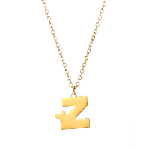 HIJONES Damen Edelstahl Liebe Herz Anfangsbuchstabe Choker Halskette Alphabet Anhänger Charm mit Kette Z von HIJONES