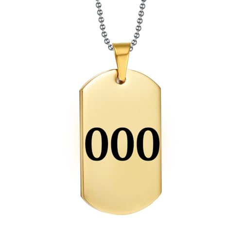 HIJONES Damen Herren Engel Zahl Aussage Halskette 000 Edelstahl Dog Tag Numbers Anhänger Kette Schmuck Gold von HIJONES