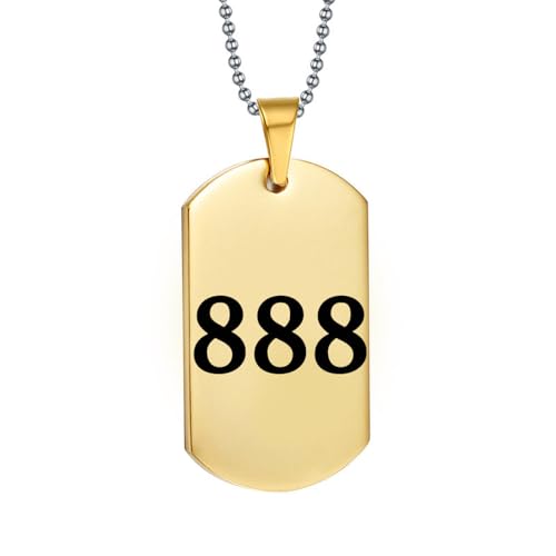 HIJONES Damen Herren Engel Zahl Aussage Halskette 888 Edelstahl Dog Tag Numbers Anhänger Kette Schmuck Gold von HIJONES