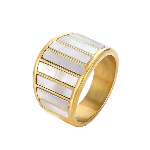 HIJONES Damen Klavier Musik Ring für Vintage Edelstahl Rock Hip Hop Ring Band Fingerschmuck Gold Größe 54 (17.2) von HIJONES