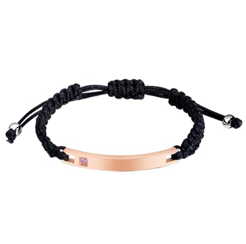 HIJONES Frauen Männer Einfaches Glänzendes Tag-Armband aus Edelstahl Schwarzes Seil Klassisches Schmuckgeschenk Herren Gliederarmband Verstellbar Frauen von HIJONES