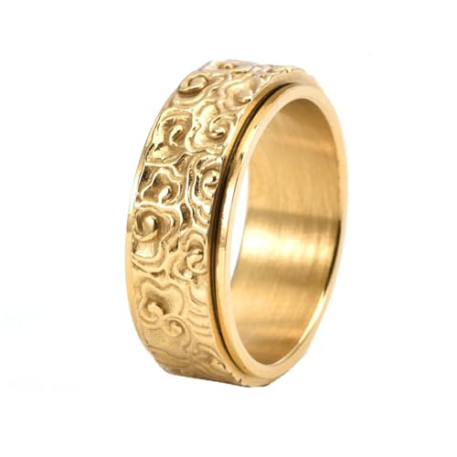 HIJONES Herren Damen Drehbarer Affenkönig Verheißungsvolle Wolken Ring Edelstahl Vintage Band Ringe Schmuck Gold Größe 57 (18.1) von HIJONES