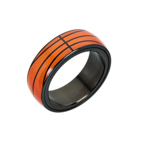 HIJONES Herren Damen Roatble Ball Ringe Rostfreier Stahl Statement Ball Ring Band Hip Hop Ball Lover Fingerschmuck Basketball Größe 70 (22.3) von HIJONES