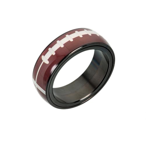 HIJONES Herren Damen Roatble Ball Ringe Rostfreier Stahl Statement Ball Ring Band Hip Hop Ball Lover Fingerschmuck Rugby Größe 65 (20.7) von HIJONES