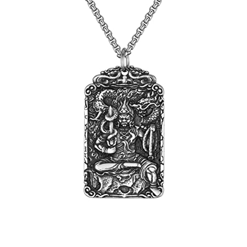 HIJONES Herren Edelstahl Buddha Square Anhänger Halskette Bodhisattva Schmuck Acala Buddha von HIJONES