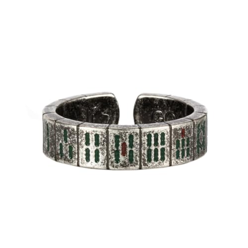 HIJONES Männer Frauen Kreativer Mahjong-Ring aus Rostfreier Stahl Lustiger Chinesischer Schmuck Offene Ringe Ausführung C Größe 60 (19.1) von HIJONES