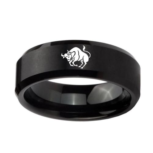 HIJONES Männer Frauen'S Einfacher 12 Himmelszeichen Sternbild Mattierter Ring Mit Abgeschrägter Kante aus Rostfreier Stahl Geschenke Zum Geburtstag Stier Größe 68 (21.6) von HIJONES