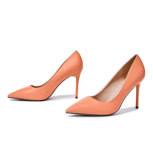 3,5-Zoll-Pumps für Damen mit spitzer Zehenpartie, Hochzeitskleid-Schuhe, Slip-on-Stiletto-Pumps, für Party, Abschlussball, Heimkehr, Elegante Schuhe,Rosa,35 EU von HIKKWXVN