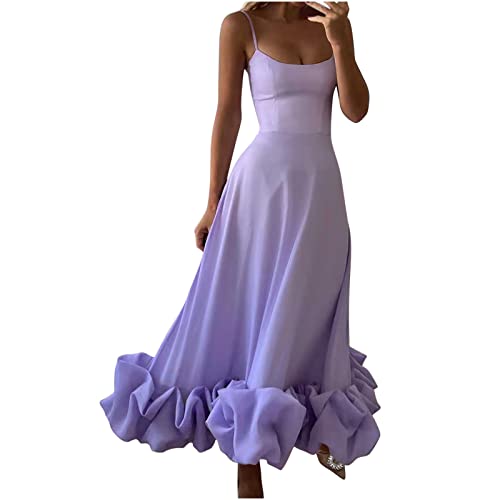 Herbstkleid Damen Lang Casual Minikleid Böhmisch Spitzenkleid A-Linie Kleid Casual Skaterkleid mit Gürtel Retro Sling Pleated Slim Flare Skirt Dresse Partykleid von HINTSAN