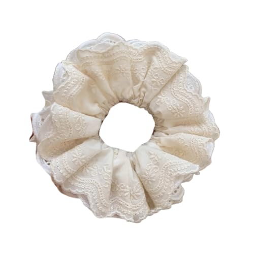 Aufwändige Perlen Haargummi für Frauen, Haarringe, niedliche Haargummis, mehrlagig, Beige, Lacework Scrunchies für Mädchen von HIOPOIUYT