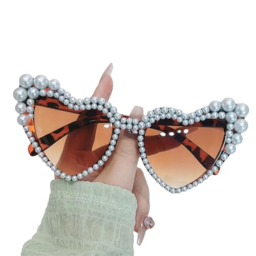 HIOPOIUYT Coole Herz-Sonnenbrille mit UV400-Schutz, Herz-Sonnenbrille für Damen, Mädchen, Erwachsene, Feier, modische Dekorationen, graue Film-Sonnenbrille, dunkelbraun von HIOPOIUYT