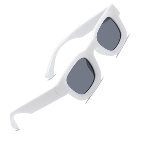 HIOPOIUYT Coole Sonnenbrille für Mädchen und Jungen, Outdoor, Reisen, Futuristen, übergroße Futuristenbrille, Mädchen, Jungen, Schattierungen, dicker Rahmen, Sonnenbrille für Damen, weiß von HIOPOIUYT