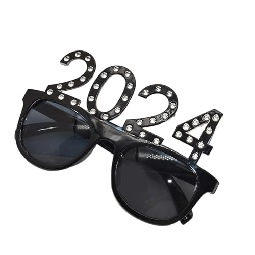 HIOPOIUYT Modische Sonnenbrille mit quadratischem Rahmen für Mädchen, Silvesterparty, Mädchen, Fotografieren, Weihnachten, Karneval, Party-Dekorationen, 2024, Neujahrs-Sonnenbrille, Happy New Year von HIOPOIUYT