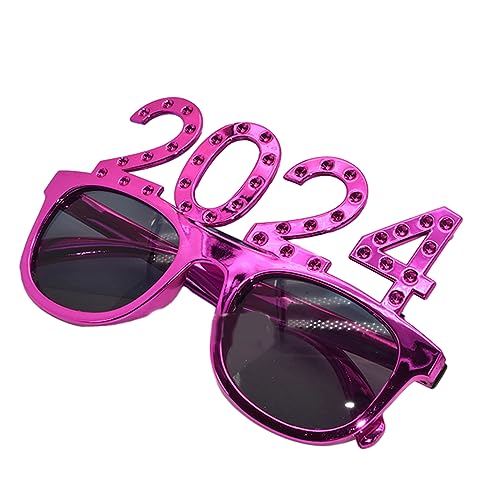 HIOPOIUYT Modische Sonnenbrille mit quadratischem Rahmen für Mädchen, Silvesterparty, Mädchen, Fotografieren, Weihnachten, Karneval, Party-Dekorationen, 2024, Neujahrs-Sonnenbrille, Happy New Year von HIOPOIUYT