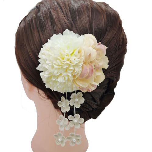 Haarnadel mit chinesischem Kostüm, Hortensien, baumelnde Blume, Haarkamm, Haarstyling-Werkzeug für Hochzeit, Party, Haar für Frauen und Mädchen von HIOPOIUYT