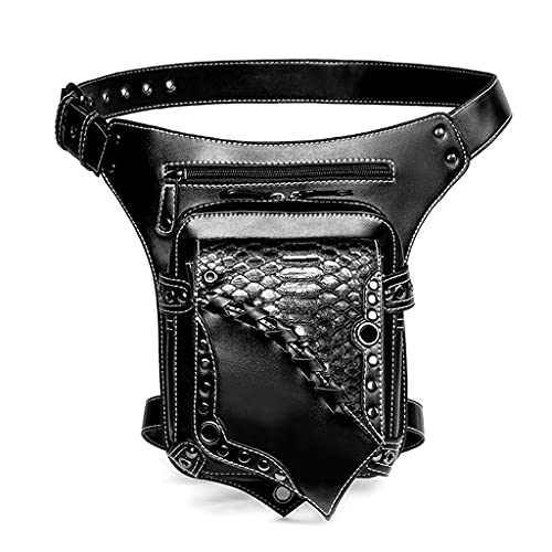 Seitliche Geldbörse, Punk-Rock-Beintasche, Crossbody-Tasche, Handtasche, Hüfttasche für Damen und Mädchen, schwarz, PU-Hüfttasche, Schwarz Seitliche Geldbörse, Punk-Rock-Beintasche, Crossbody-Tasche, Handtasche, Hüfttasche für Damen und Mädchen, schwarz, PU-Hüfttasche, Schwarz von HIOPOIUYT