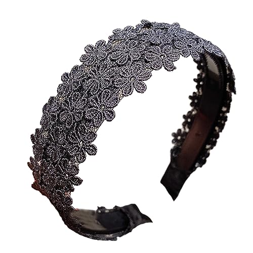 Stoff-Stirnband für Damen mit Blumenmuster, zarte Stirnbänder, Anti-Rutsch-Stirnbänder, süße Haarbänder, Yoga-Zubehör, breite Krempe, Haarband von HIOPOIUYT