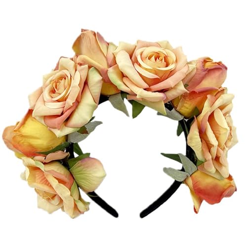 Temperament-Blumen-Stirnband, ethnischer Haarreif, Braut, Frau, Frühling, Hochzeit, Party, Kopfbedeckung für Fotografie, Barock-Stirnband, Hochzeit, Barock-Stirnbänder für Damen von HIOPOIUYT