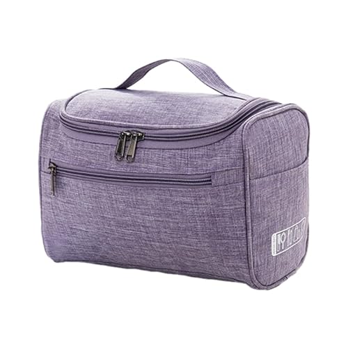 Tragbare Make-up-Tasche für Damen und Herren, mit Reißverschluss, praktischer Organizer, große Kapazität, Mehrzweck-Kosmetiktasche, violett von HIOPOIUYT