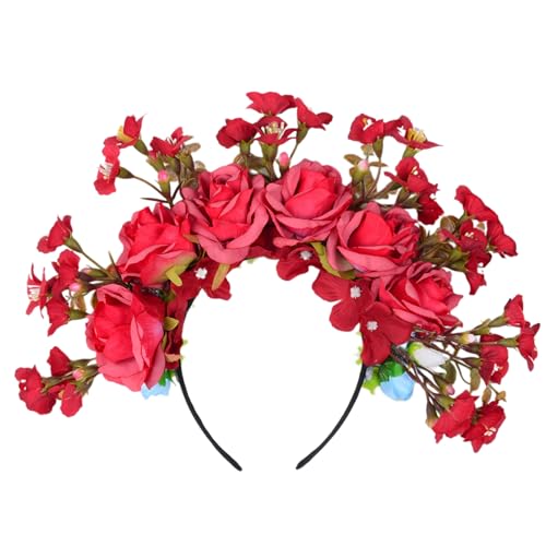 Zarte Blumen-Haarreif, ethnisches Mädchen, Frau, Fotografieren, Stirnband, Hochzeit, Party, Braut, realistisches Blumen-Stirnband für Frauen, Blumenstirnband für Mädchen, Blumen-Stirnband von HIOPOIUYT