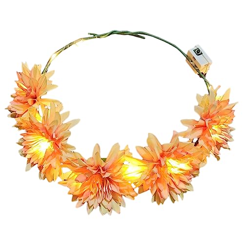 Zartes LED-Haarband mit leuchtenden Blumen, dünnes Seitenhaarband, Kunstblumen-Reifen, Stirnband für Mädchen, Haar-Accessoires, Hochzeits-Haarschmuck für Frauen, zarter Hochzeits-Haarschmuck für von HIOPOIUYT