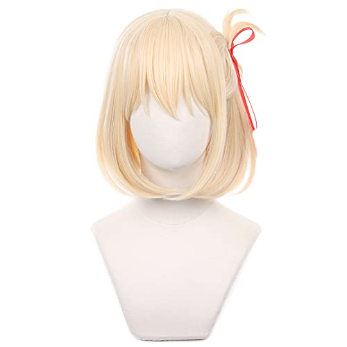 HIROAKIYA Chisato Nishikigi Wig, Lycoris Recoil Chisato Nishikigi Cosplay Wig with Ribbon Wig Cap von HIROAKIYA