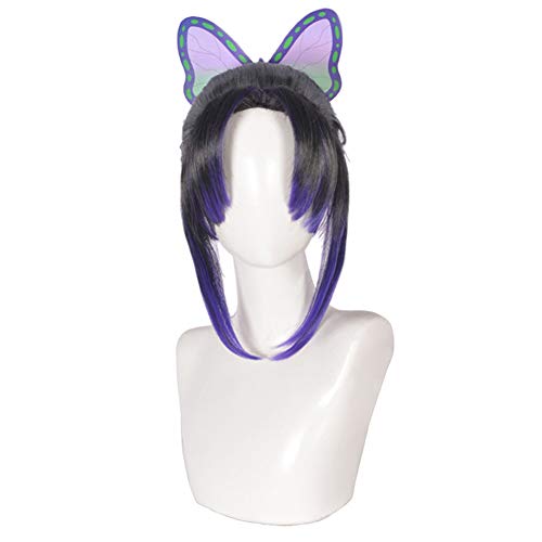 HIROAKIYA Shinobu Kocho Wig, Demon Slayer Kimetsu no Yaiba Shinobu Kocho Cosplay Wig with Butterfly Hair Clip Wig Cap von HIROAKIYA