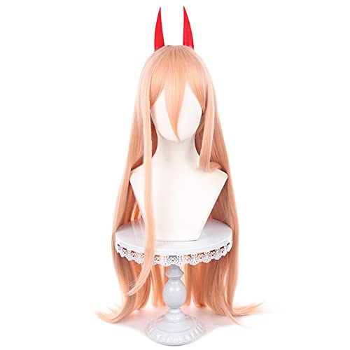 HIROAKIYA Power Wig, Chainsaw Man Power Cosplay Wig with Clip Horns, Wig Cap von HIROAKIYA