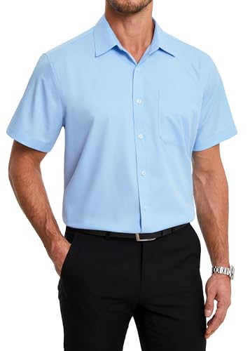 HISDERN Hemd Hellblau Herren Kurzarm Regular Fit Freizeithemd Businesshemd Bügelfreie Faltenfrei Sommer Hemden mit Brusttasche XL HISDERN Hemd Hellblau Herren Kurzarm Regular Fit Freizeithemd Businesshemd Bügelfreie Faltenfrei Sommer Hemden mit Brusttasche XL von HISDERN