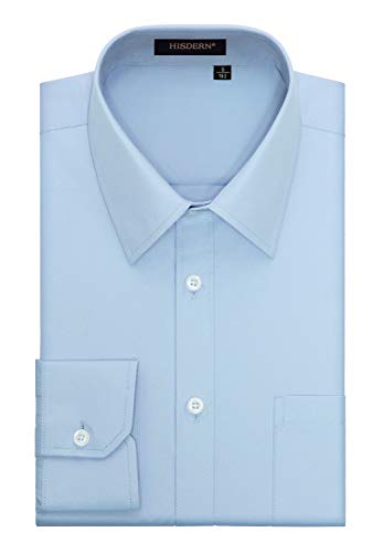 HISDERN Hemd Herren Langarm Freizeithemd Regular Fit Businesshemden Freizeithemden Hemd Hellblau 3XL von HISDERN