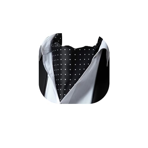 HISDERN Krawattenschal Schwarz Herren Hochzeit Ascot Krawatte Gepunktete Elegant Business Halstuch von HISDERN