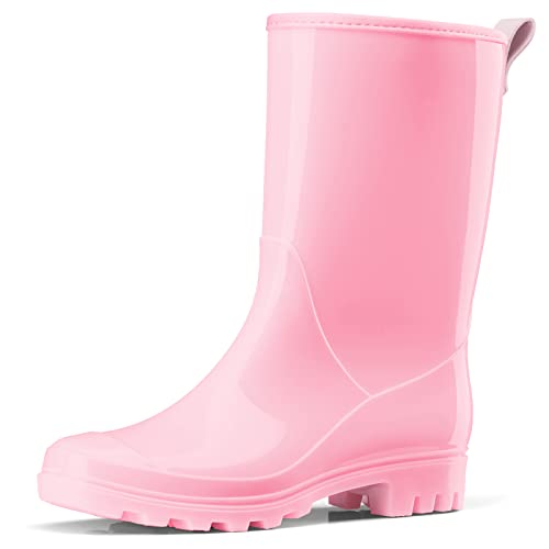 HISEA Gummistiefel Damen Regenstiefel Halbhoch Wasserdicht Gartenschuhe Anti-Rutsch Atmungsaktiv Halb Stiefel mit Komfort Einlegesohle Mode Leicht Regenschuhe für den Außenbereich, Rosa von HISEA