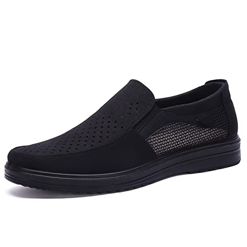 HJBFVXV Herren-Espadrilles Breathable Lightweight Wear-Resistant Deodorant Summer Men Shoes Large Size Rubber Soft Bottom Men Casual Shoes (Color : Black, Size : 8.5) von HJBFVXV