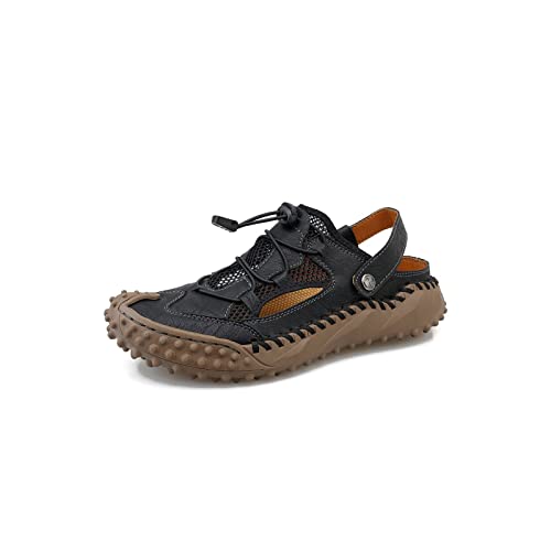 HJBFVXV Herrensandalen Mens Sandals Summer Breathable Mesh Sandals Men Outdoor Casual Lightweight Beach Sandals Fashion Men Shoes (Color : Black, Size : 46) von HJBFVXV