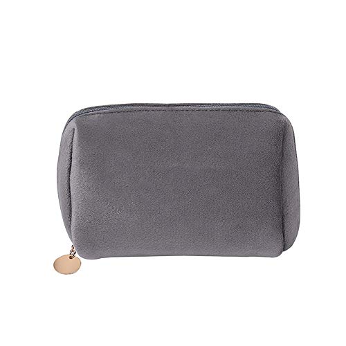 HJBFVXV Kosmetiktaschen 1 stück Frauen reißverschluss samt Make up Tasche Reisen große kosmetische Tasche festfarb weibliche Make up Tasche.(Color:Grijs) von HJBFVXV