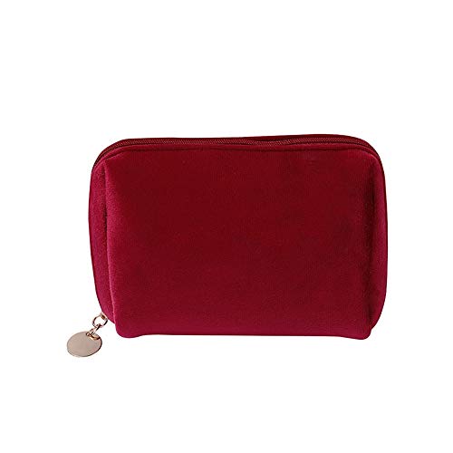 HJBFVXV Kosmetiktaschen 1 stück Frauen reißverschluss samt Make up Tasche Reisen große kosmetische Tasche festfarb weibliche Make up Tasche.(Color:Red) von HJBFVXV