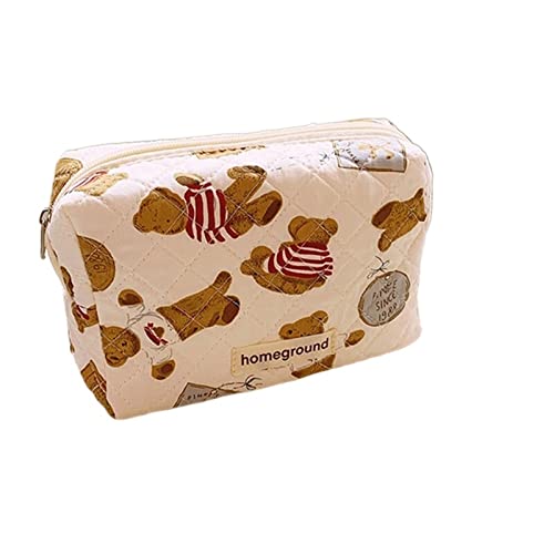 HJBFVXV Kosmetiktaschen Cosmetic Bag Bear Cosmetic Bag Large Capacity Storage Bag Cartoon Portable Makeup Organizer Girls Cotton Embroidery Pouch von HJBFVXV