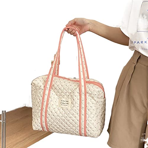 HJBFVXV Kosmetiktaschen Quilting Women Cotton Handbag Portable Canvas Cute Books Shoulder Bag Zipper Large Tote Girls Soft Cloth Cosmetic Bag von HJBFVXV