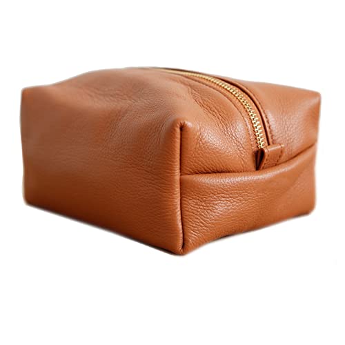 HJBFVXV Kosmetiktaschen Travel Bag Women Simple Genuine Leather Cosmetic Bag Portable Leather Leisure Large Capacity Storage Bag von HJBFVXV