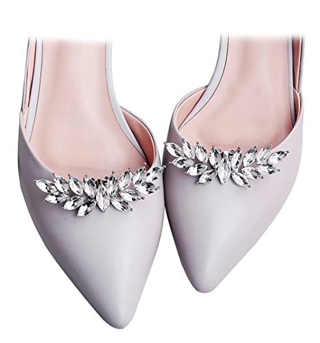 HJYHYN Silver Shoe Clip Shoes Jewelry Decoration Crystal Shoe Buckle for Wedding party-4 von HJYHYN