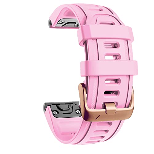 HKIDKK 20 mm Schnellverschluss-EasyFit-Armband für Garmin Fenix 5S 5SPlus 6S 6SPro Descent MK2S D2, Silikonarmband, roségoldene Schnalle, 20mm D2 Delta S, Achat von HKIDKK