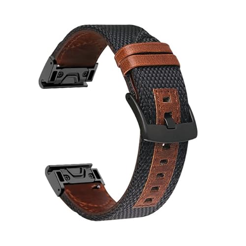 HKIDKK Uhrenarmband für Garmin Fenix 7 7X 6 6X Pro 5X 5 Plus 3HR 935 945, Schnellentriegelung, 22 mm / 26 mm, Lederband, Nylon-Handgelenkschlaufe, 22mm Fenix 7, Achat von HKIDKK