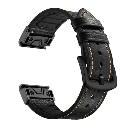 HKIDKK Uhrenarmband für Garmin Fenix 7 7X 6 6X Pro 5X 5 Plus 3HR 935 945, Schnellentriegelung, 22 mm / 26 mm, Lederband, Nylon-Handgelenkschlaufe, 22mm Fenix 7, Achat von HKIDKK