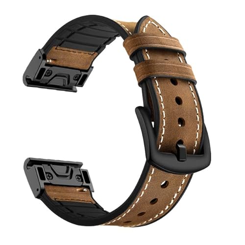 HKIDKK Uhrenarmband für Garmin Fenix 7 7X 6 6X Pro 5X 5 Plus 3HR 935 945, Schnellentriegelung, 22 mm / 26 mm, Lederband, Nylon-Handgelenkschlaufe, 26mm Fenix 7X, Achat von HKIDKK