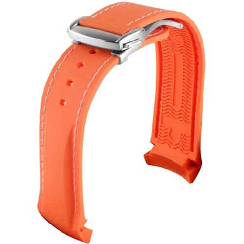 HKTS Gummi-Uhrenarmband für Omega Seamaster Uhrenarmbänder mit Faltschnalle, 20 mm / 22 mm, gebogenes Ende, Silikon-Armbänder, 21 mm, Achat von HKTS