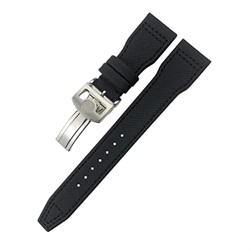 HKTS Uhrenarmband für IWC Le Petit Prince Big Pilot Top Gun IW3777, schwarzes Sportfaser-Leinenarmband, 20 mm, 21 mm, 22 mm, Nylon-Lederarmband, 22 mm, Achat von HKTS