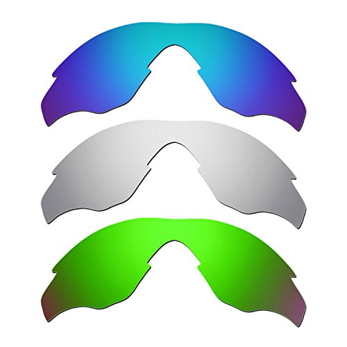 HKUCO Mens Replacement Lenses For Oakley M2 Blue/Titanium/Emerald Green Sunglasses von HKUCO